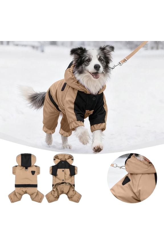 Insulated Winter Dog Coat With Full Body Coverage And Adjustable Hooded Jacket For Small Breed Puppies In Cold Weather Conditions