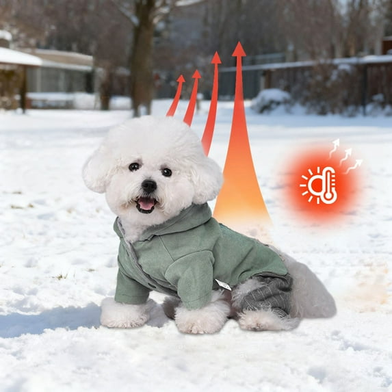 Insulated Winter Hooded Jacket For Dogs Protective Windproof Outerwear Cozy Lined Coat Comfortable Outdoor Apparel