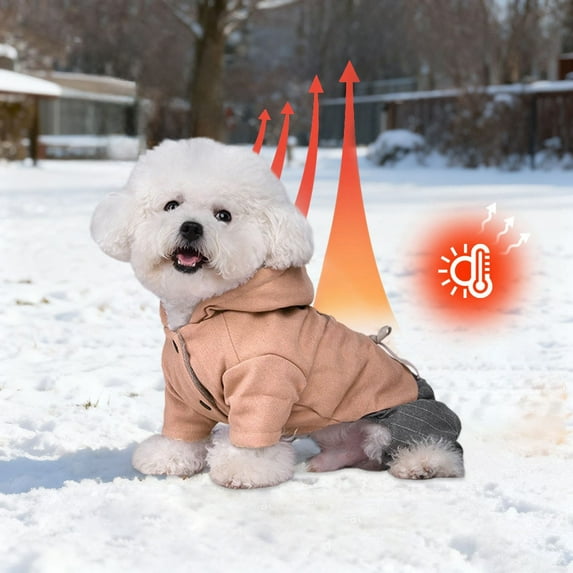 Insulated Winter Hooded Jacket For Dogs Protective Windproof Outerwear Cozy Lined Coat Comfortable Outdoor Apparel