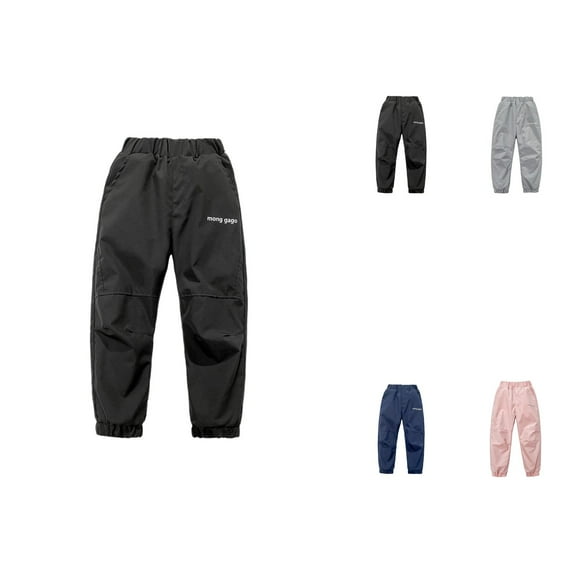 Insulated Winter Windproof Ski Trousers, Girls Boys Waterproof Lined Snow Pants, Kids Thermal Softshell Hiking Climbing Pants