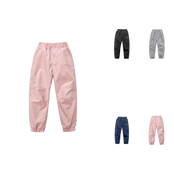 Insulated Winter Windproof Ski Trousers, Girls Boys Waterproof Lined Snow Pants, Kids Thermal Softshell Hiking Climbing Pants