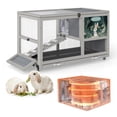 thumbnail image 1 of Insulated Wooden Rabbit Cage with Aluminum Foil Warm Layer, Weatherproof Bunny Hutch with Wheels, 1 of 8