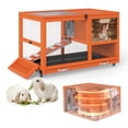 thumbnail image 1 of Insulated Wooden Rabbit Cage with Aluminum Foil Warm Layer, Weatherproof Bunny Hutch with Wheels, 1 of 10
