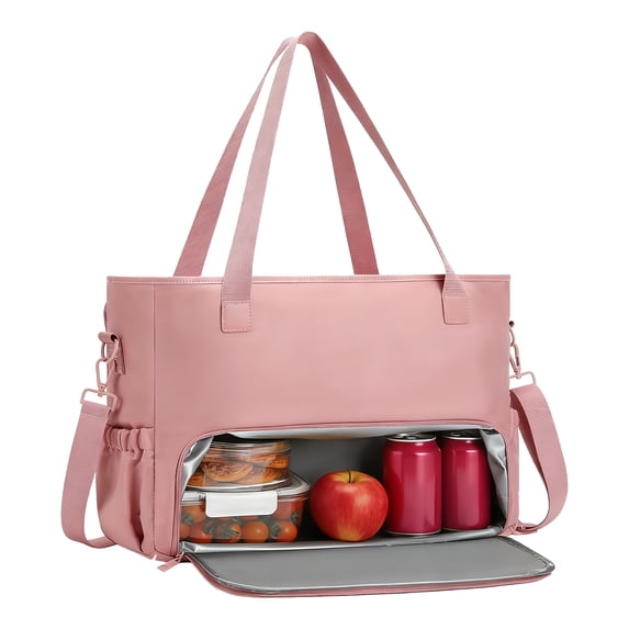 Insulated Work Tote Lunch Bag for Women – Premium Polyester, Multi-Compartment Design for Laptop, Work, School, and Everyday Use, for Teachers & Nurses, Pink