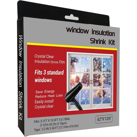 Insulating Film Window Kit to Keep Cold Out Window Shrink Film Insulator Kit (3 )