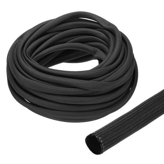Insulation Cable Protector,10mm/0.5 Inch-15m/49 Feet High TEMP Fiberglass Sleeve Black