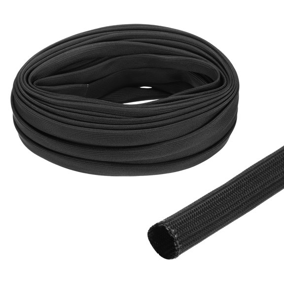 Insulation Cable Protector,12mm/0.5 Inch-15m/49 Feet High TEMP Fiberglass Sleeve Black