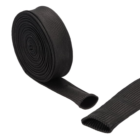 Insulation Cable Protector,25mm/0.98 Inch-5m/16 Feet High TEMP Fiberglass Sleeve Black