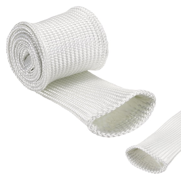 Insulation Cable Protector,35mm/1.38 Inch-1m/3 Feet High TEMP Fiberglass Sleeve White