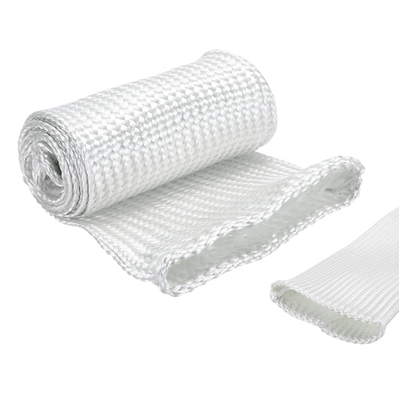 Insulation Cable Protector,80mm/3.15 Inch-1m/3 Feet High TEMP Fiberglass Sleeve White