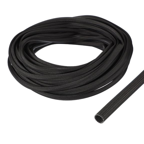 Insulation Cable Protector,6mm/0.24 Inch-15m/49 Feet High TEMP Fiberglass Sleeve Black