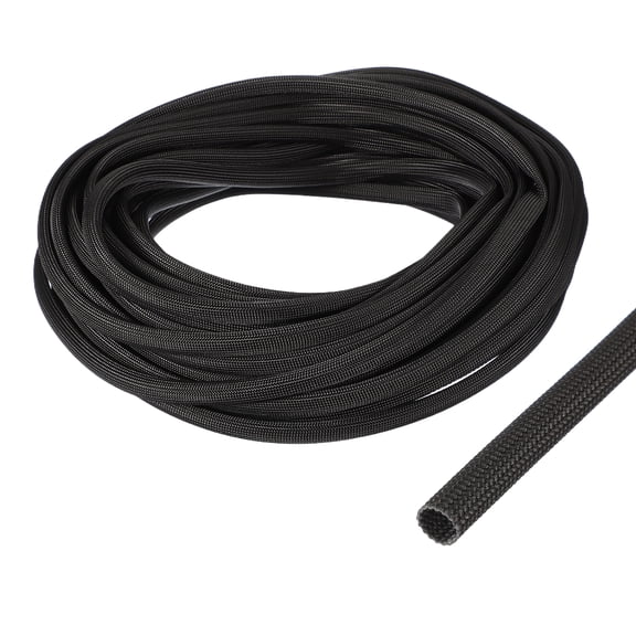 Insulation Cable Protector,7mm/0.28 Inch-15m/49 Feet High TEMP Fiberglass Sleeve Black
