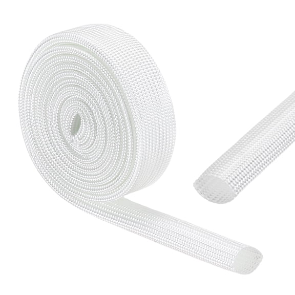 Insulation Cable Protector,9mm/0.35 Inch-1m/3 Feet High TEMP Fiberglass Sleeve White