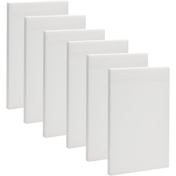 Insulation Foam Board Sheets - 11 x 17 in, 1 in Thick, White, 6-Pack for Crafts, Models & Sculptures