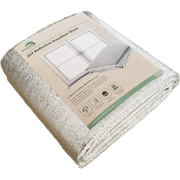 Insulation Market Place 60"x10ft Reflective Insulation, Foam Core, Foil Weatherproof Window Insulation Kits, 1 Piece