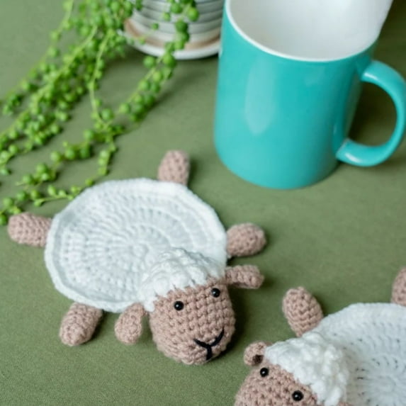 Insulation Pad,Handmade Crochet Thick Skid-resistant Heat Insulation Sheep Flower Turtle Shape Mug