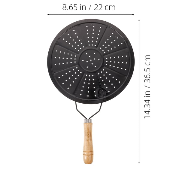 OFFIGAM Kitchen Heat Diffuser Plates Set of 2, Black with Wood Handles, Elegant Design for Even Heat Distribution