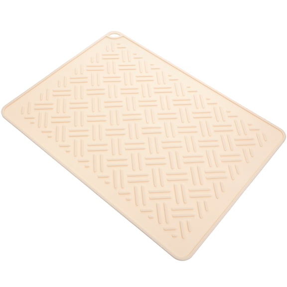 Reusable Silicone Dish Drying Mat for Kitchen Beige Easy Storage Compact Size