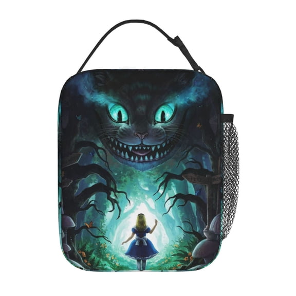 Insulation Portable Lunch Bag, Alice in Wonderland Thermal Container with Adjustable Shoulder Strap