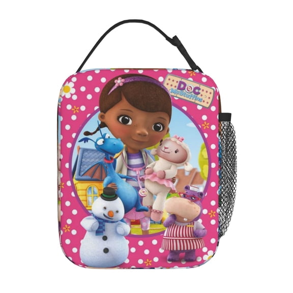 Insulation Portable Lunch Bag, Doc McStuffins Thermal Container with Adjustable Shoulder Strap