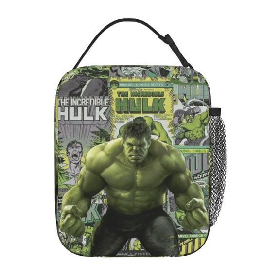 Insulation Portable Lunch Bag, Green Hulk Thermal Container with Adjustable Shoulder Strap