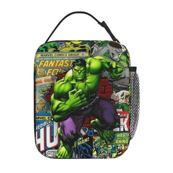 Insulation Portable Lunch Bag, Green Hulk Thermal Container with Adjustable Shoulder Strap