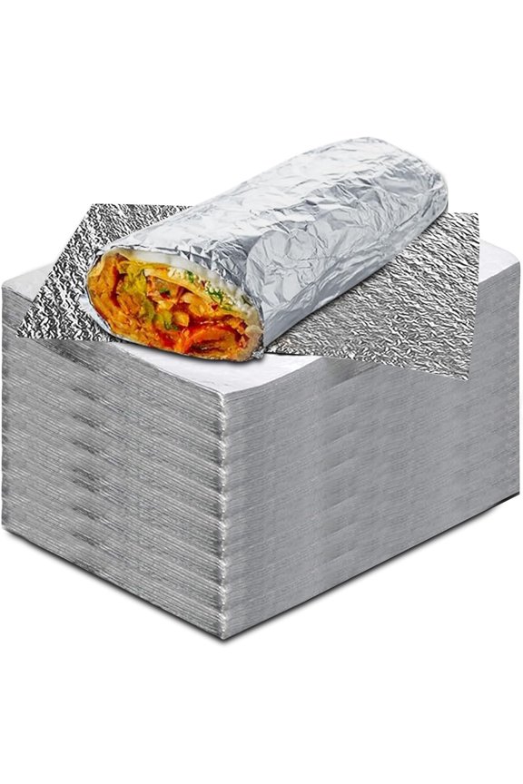 Insulation Sandwich Wrapping Paper Aluminum Foil Sheets - [500 Pack] - (14" x 10.3") - Aluminum Foil Sandwich Wrap Sheets For Sandwich Wraps, Burritos and BBQ