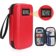 Insulin Cooler Travel Case with 2 TSA Approved Gel Ice Pack, Temperature Display Refrigerated Medicine Travel Case for Insulin Syringe and Diabetic Supplies Red