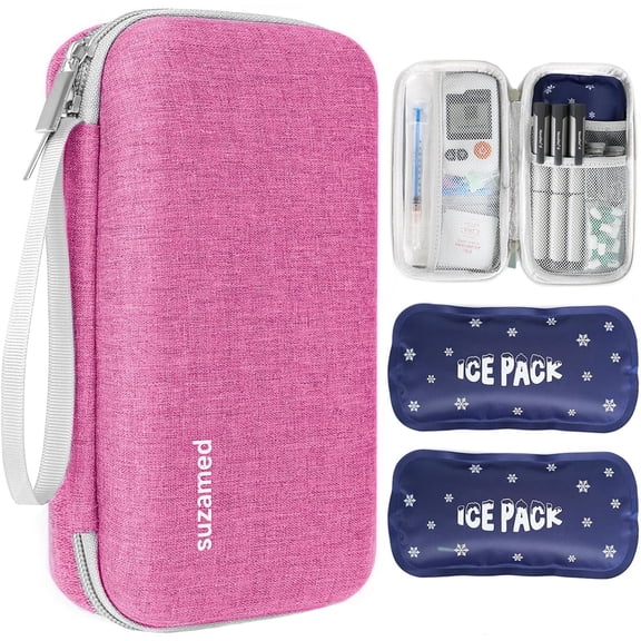 Insulin Cooler Travel Case Eva Insulation Kit With 2 Ice Packs For Care Pen And Other Diabetic Supplies (pink)
