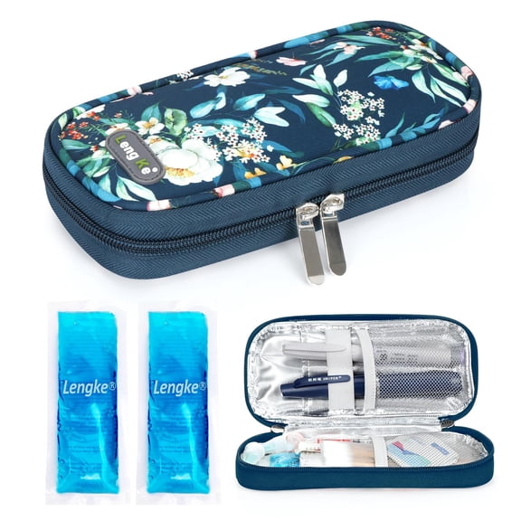 Insulin Cooler Travel Case - Portable Refrigerated For Pen  Medication And Diabetic Supplies With 2 Tsa Approved Ice Pack