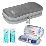 YOUSHARES Insulin Cooler Travel Case, Diabetic Medication Organizer with 2 Ice Packs for Insulin Pens and Other Diabetic Supplies, for The Daily Life and Trip Gray