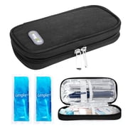 YOUSHARES Insulin Cooler Travel Case - Diabetic Case Insulated Organizer Portable Cooling Bag for Insulin Pen and Medication Diabetic Care Supplies with 2 TSA Approved Ice Pack Black