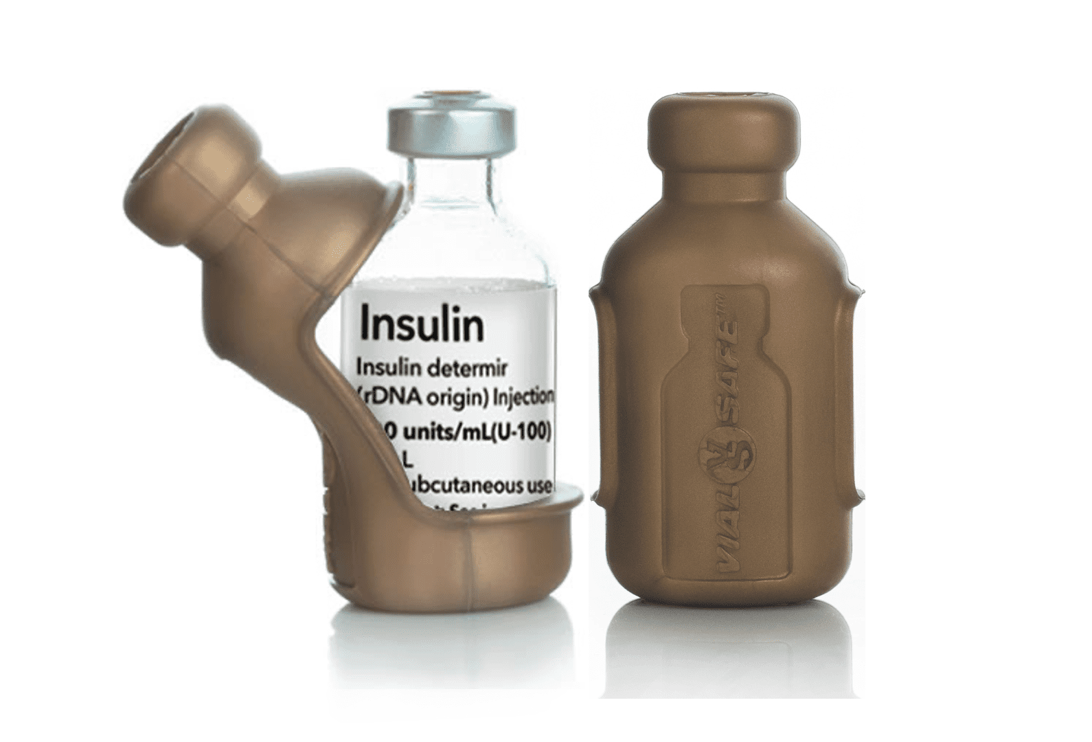 Insulin Vial Protector Case by Vial Safe, Short 10mL Size, Gold, 2Pack