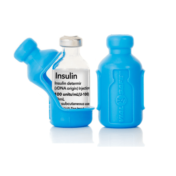 Insulin Vial Protector Case by Vial Safe, Short 10mL Size, Light Blue, 2-Pack