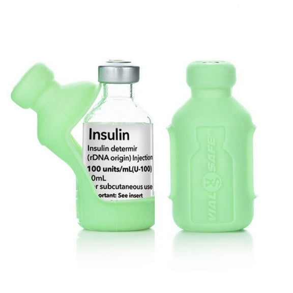 Insulin Vial Protector Case by Vial Safe, Short 10mL Size, Mojito Green, 2-Pack