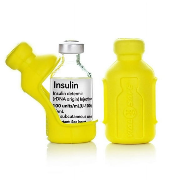 Insulin Vial Protector Case by Vial Safe, Short 10mL Size, Sunshine Yellow, 2-Pack