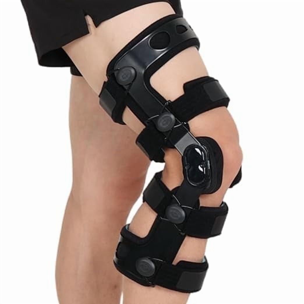 Insunen Functional Knee Brace for ACL MCL PCL Meniscus Injuries, Adjustable Orthopedic Knee Orthosis, Black, M-Right