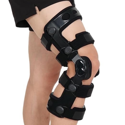 Insunen Functional Knee Brace for ACL MCL PCL Meniscus Ligament Sports Injuries Adjustable Orthopedic Knee Orthosis for Men & Women (XXL-Right)