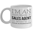 thumbnail image 1 of Insurance Agent 11 oz Coffee Mug - Superpower Sales Gift White Ceramic, 1 of 4