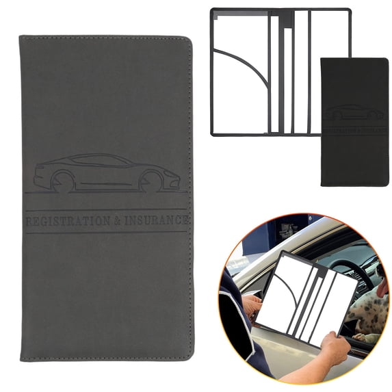 Insurance Card Holder Car Document Organizer, Business Card Holder, Stylish Glove Box Organizer, Secure Closure Holds License Registration Cards, Dark Gray 5x9.45 Inch (1Pcs)