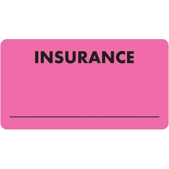 Insurance Chart Label with Write-in Line for Patient Files, Fluorescent , 3-1/4” x 1-3/4”, 250 Stickers Box, Permanent Adhesive, Documentation Marker,