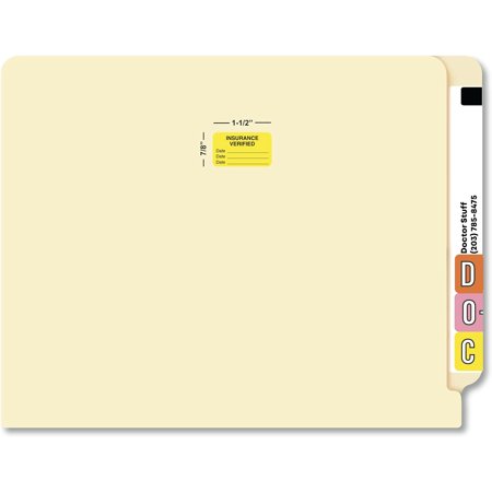 Insurance Verified Label for Patient Charts, Fluorescent Chartreuse, 1-1/2” x 7/8”, 250 Stickers Box, Permanent Adhesive, Compliance Documentation,
