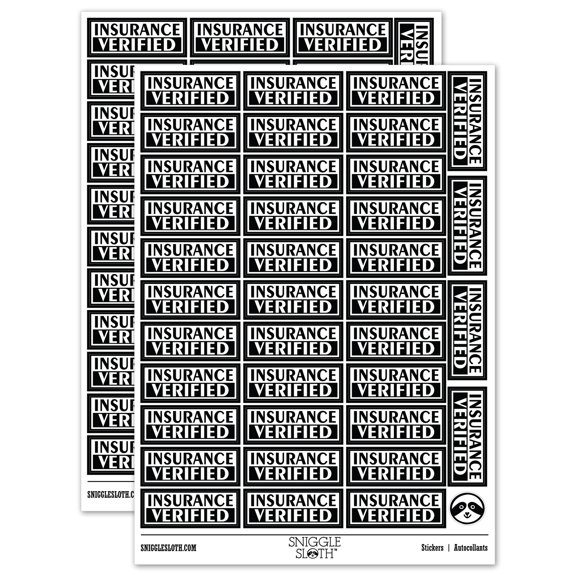 Insurance Verified Sticker Set - Black - Matte Finish - 1.5" Small