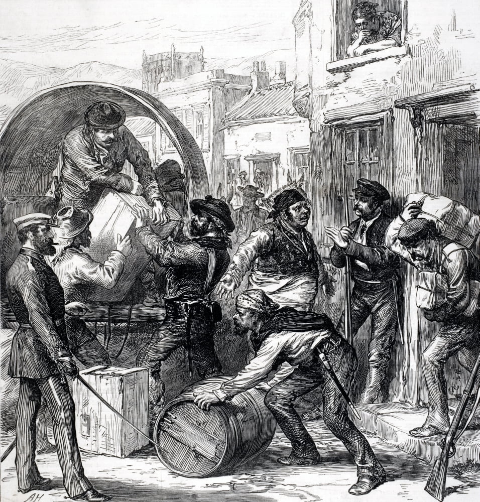 Insurgents From Cartagena Murcia Province Spain Foraging At Torrevieja During 3Rd Carlist War From Cover Of Illustrated London News October 4 1873 Canvas Art - Ken Welsh Design Pics (24 x 24)