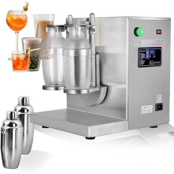 IntXanth Auto Milk Tea Shaker Machine For Bubble Tea/Boba Tea/Milk Tea, Electric Double Frame Milk Tea and Cocktail Shaker, Shaking Speed 400R/Min, 4 Shaker Cups