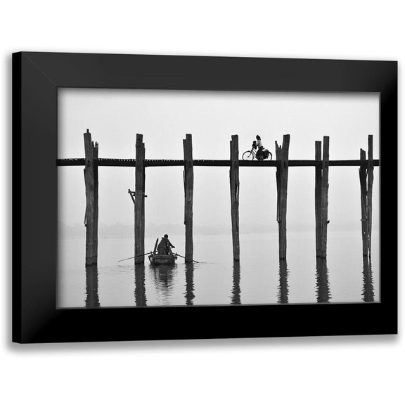Intarob, Sarawut 14x11 Black Modern Framed Museum Art Print Titled - U Bein Bridge (Myanmar)