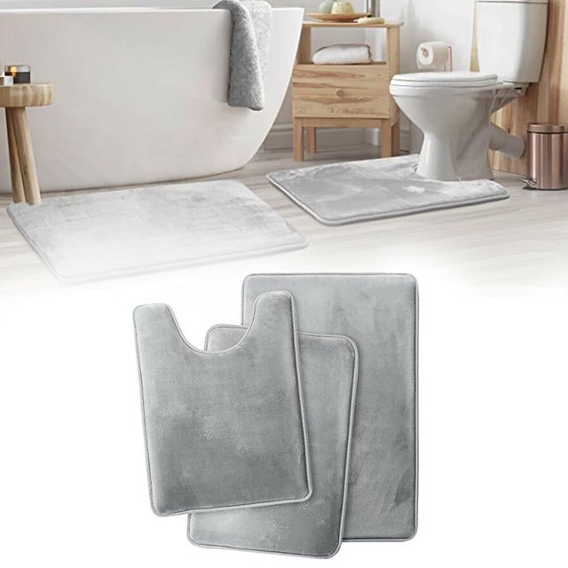 Intbase NEW Memory Foam 3 PCS Bathroom Rug Absorbent Bath Mat Set Small