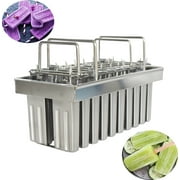 Intbuying Popsicle Molds Ice Pop Maker Flat Head Double Slot Stainless Steel Lolly Mold Ice Cream Bars 20 Pieces 85ml