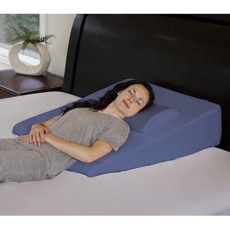 InteVision Extra Large Bed Wedge Pillow (33 x 30.5 x 7.5 inch) and Headrest Pillow in One Package - Help Relief from Acid Reflux, Post Surgery, Snoring - Egyptian Cotton Cover - 2 inch Memory Foam Top