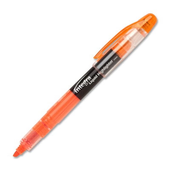Integra-1PK Integra Liquid Highlighters - Chisel Marker Point Style - Fluorescent Orange - 1 Dozen